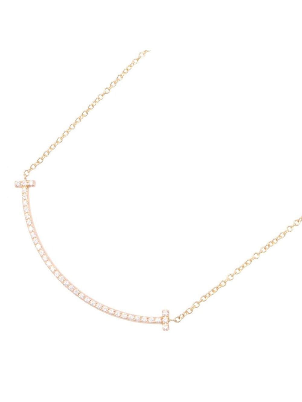 Tiffany & Co Necklace T Smile Small Diamond 40.5 18k Pink Gold